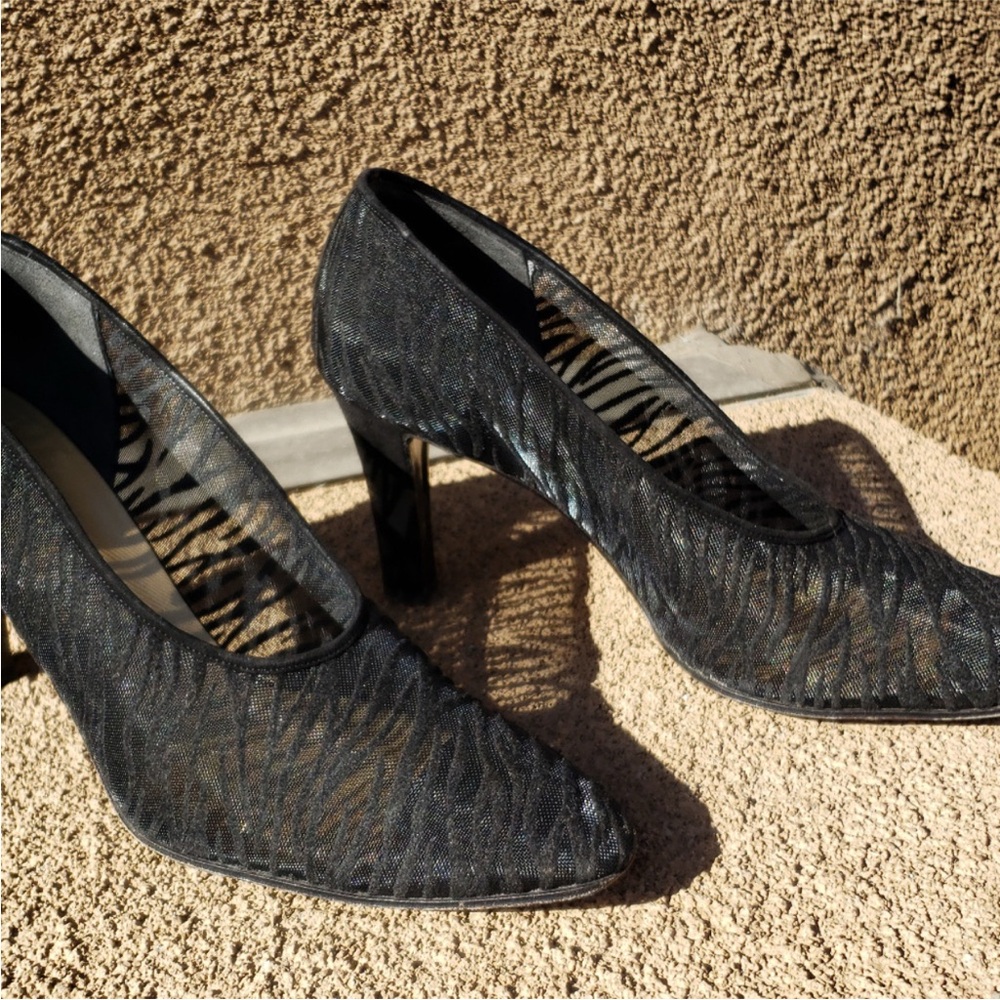 Yves Saint Laurent Black Mesh Heels